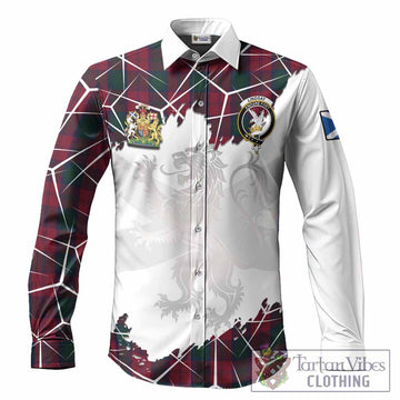 Lindsay Tartan Long Sleeve Button Shirts with Family Crest and Lion Rampant Grunge Style