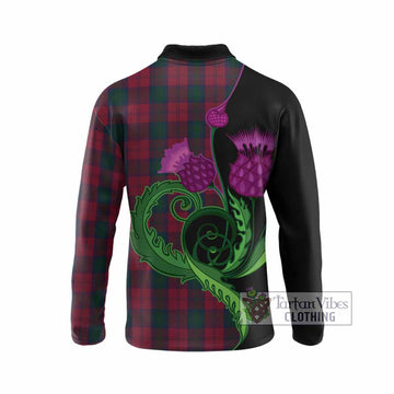 Lindsay Tartan Long Sleeve Polo Shirt Traditional Scottish Thistle