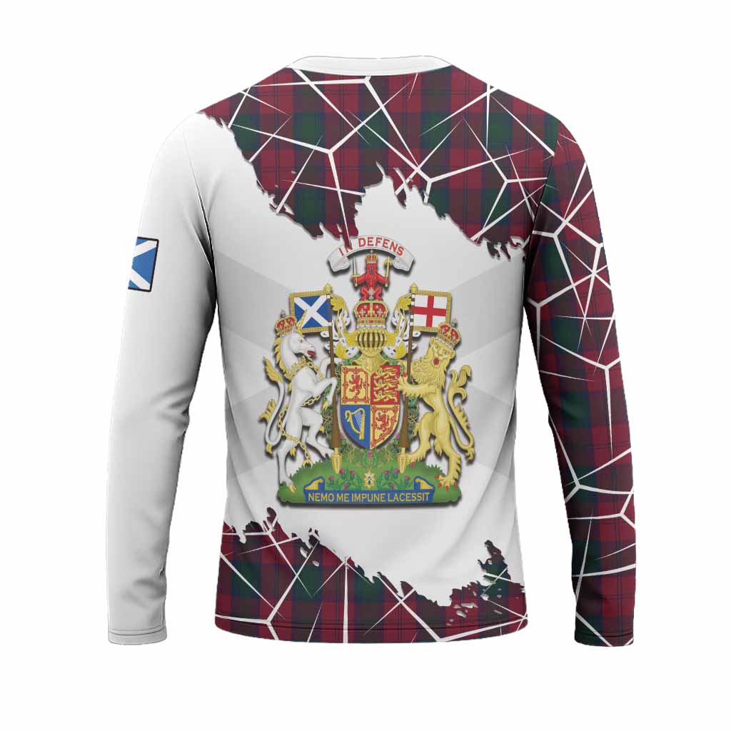 Lindsay Tartan Long Sleeve T-Shirt with Family Crest and Lion Rampant Grunge Style