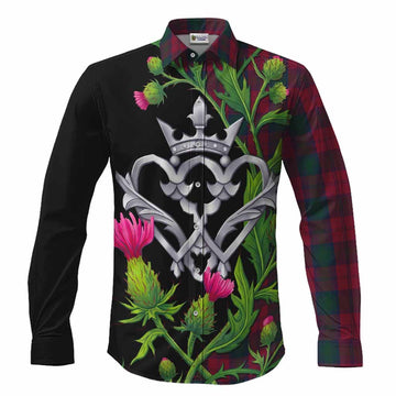 Lindsay Tartan Luckenbooth Long Sleeve Button Shirts Silver Heart Crown Thistle Floral