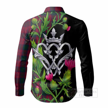 Lindsay Tartan Luckenbooth Long Sleeve Button Shirts Silver Heart Crown Thistle Floral