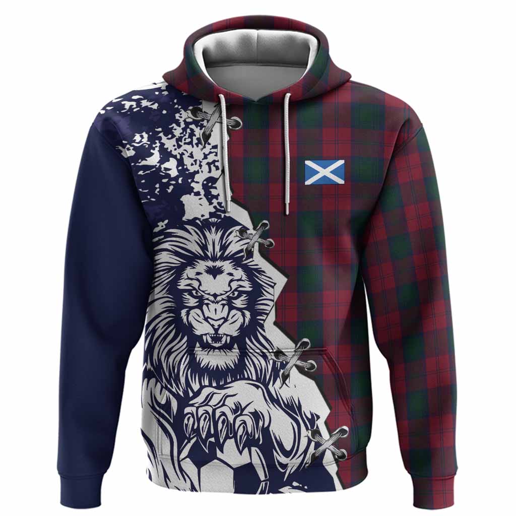 Lindsay Tartan Scottish Hoodie Angry Lion With Soccer Ball Style