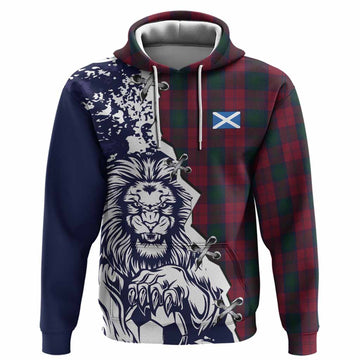 Lindsay Tartan Scottish Hoodie Angry Lion With Soccer Ball Style