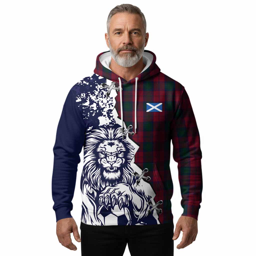 Lindsay Tartan Scottish Hoodie Angry Lion With Soccer Ball Style