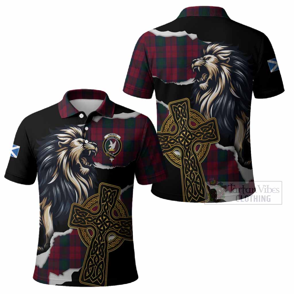 Lindsay Tartan Scottish Polo Shirt Lion Celtic Heritage