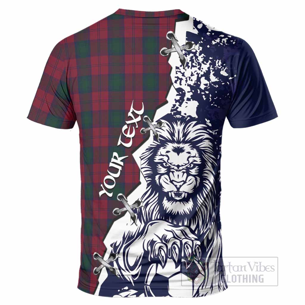 Lindsay Tartan Scottish T-Shirt Angry Lion With Soccer Ball Style