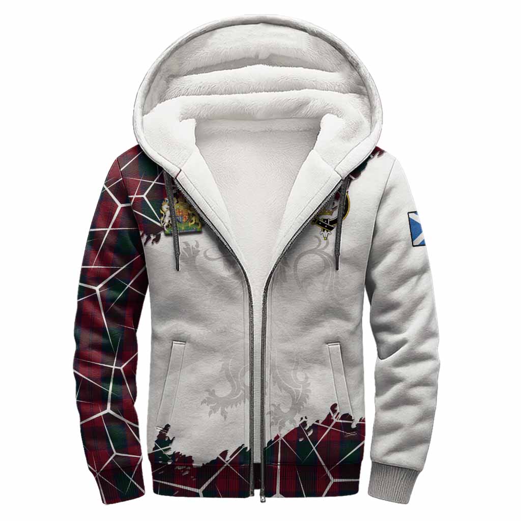 Lindsay Tartan Sherpa Hoodie with Family Crest and Lion Rampant Grunge Style