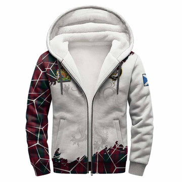 Lindsay Tartan Sherpa Hoodie with Family Crest and Lion Rampant Grunge Style