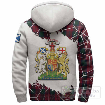 Lindsay Tartan Sherpa Hoodie with Family Crest and Lion Rampant Grunge Style