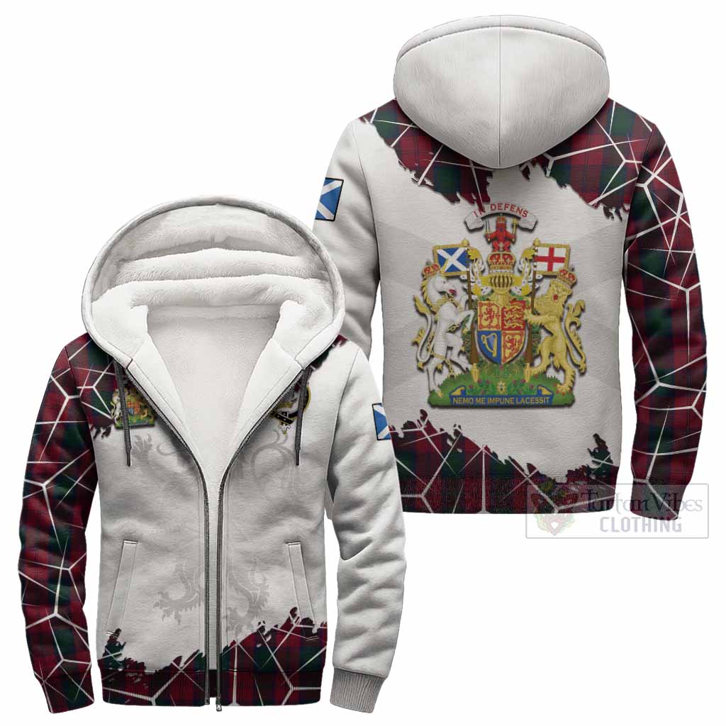 Lindsay Tartan Sherpa Hoodie with Family Crest and Lion Rampant Grunge Style