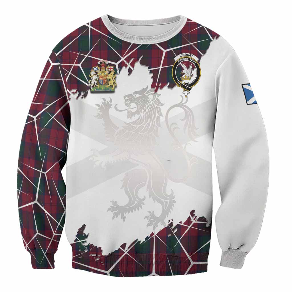 Lindsay Tartan Sweatshirt with Family Crest and Lion Rampant Grunge Style