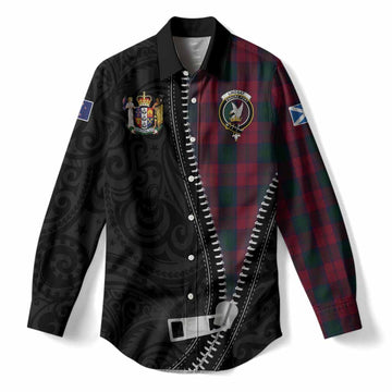 Lindsay Tartan Women Casual Shirt New Zealand Pattern Unique Zipper Stylized