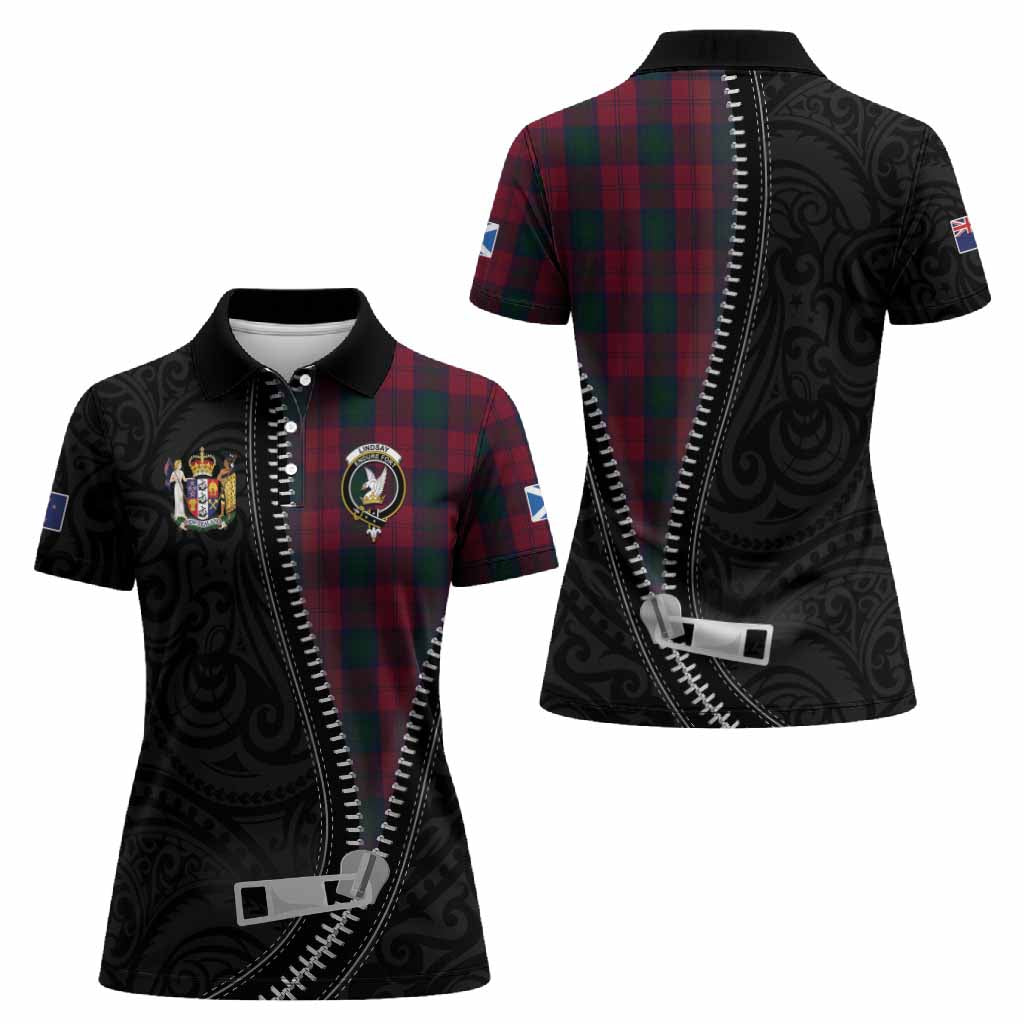 Lindsay Tartan Women Polo Shirt New Zealand Pattern Unique Zipper Stylized