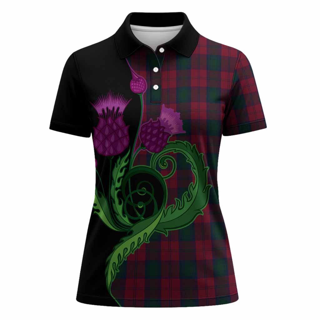 Lindsay Tartan Women Polo Shirt Traditional Scottish Thistle