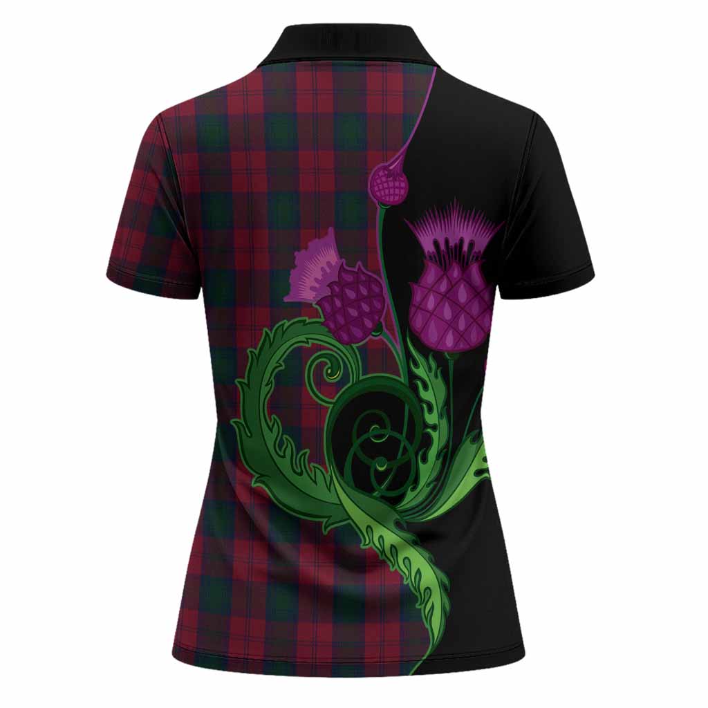 Lindsay Tartan Women Polo Shirt Traditional Scottish Thistle