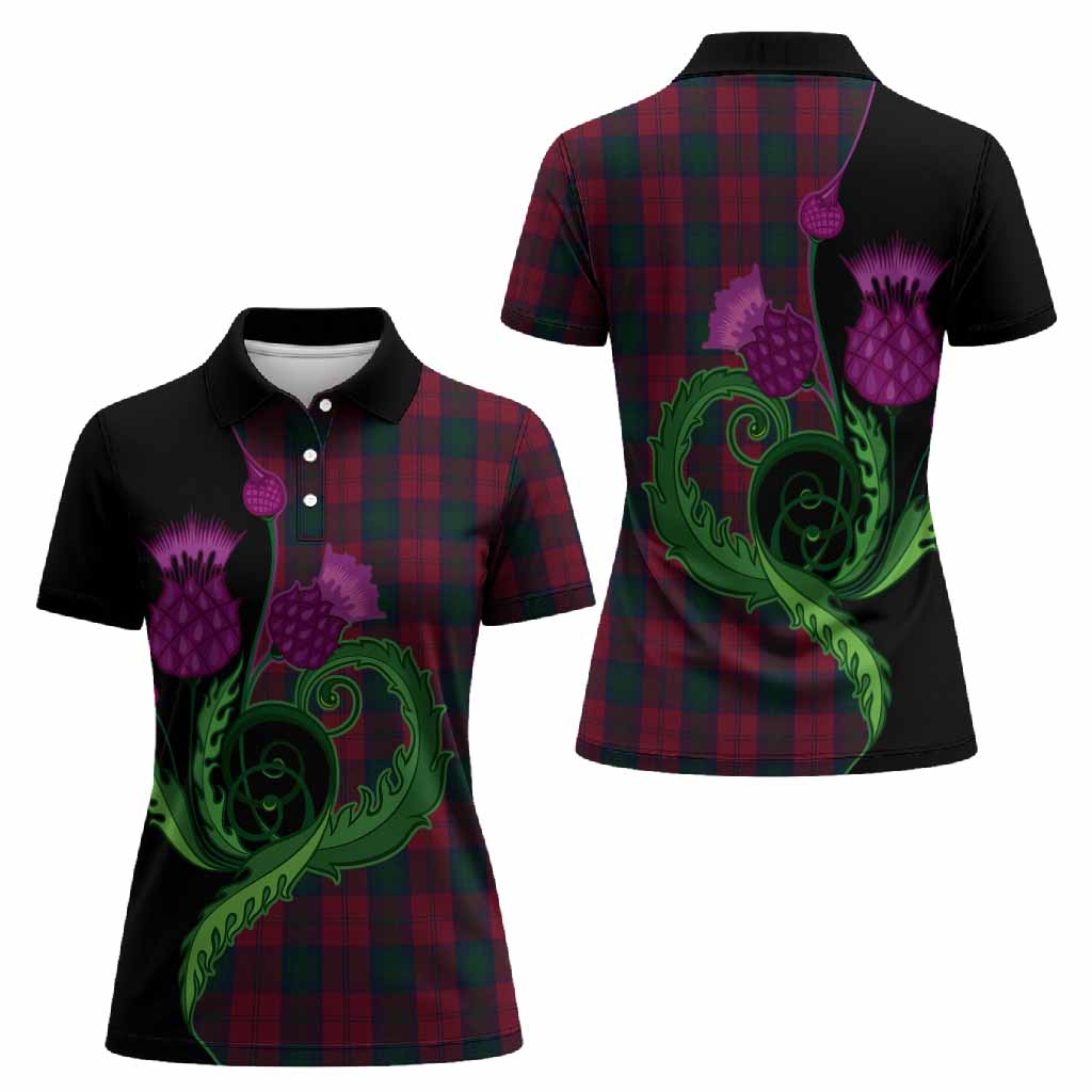 Lindsay Tartan Women Polo Shirt Traditional Scottish Thistle