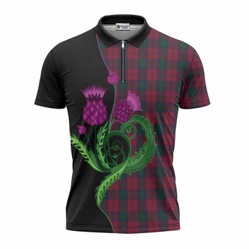 Lindsay Tartan Zipper Polo Shirt Traditional Scottish Thistle
