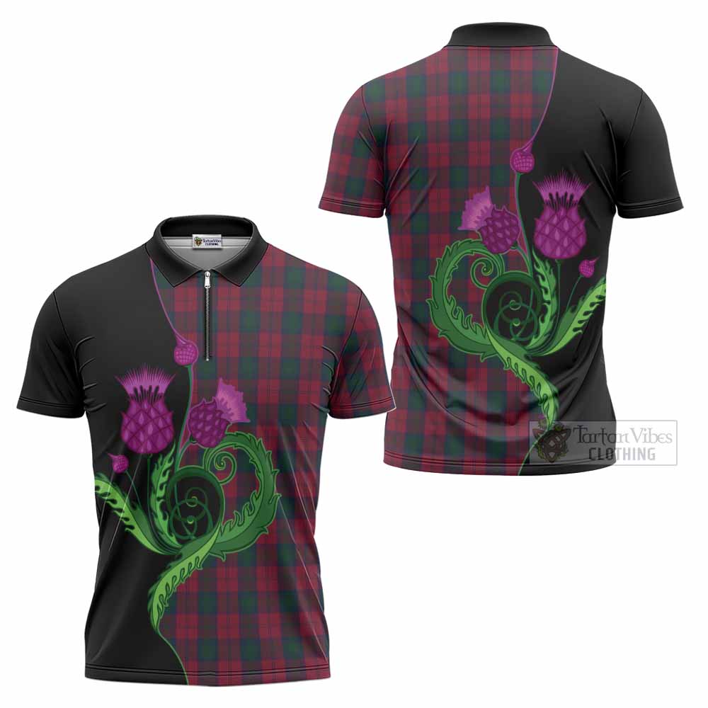 Lindsay Tartan Zipper Polo Shirt Traditional Scottish Thistle