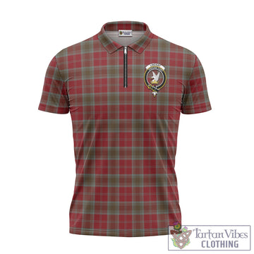 Lindsay Weathered Tartan Zipper Polo Shirt with Family Crest