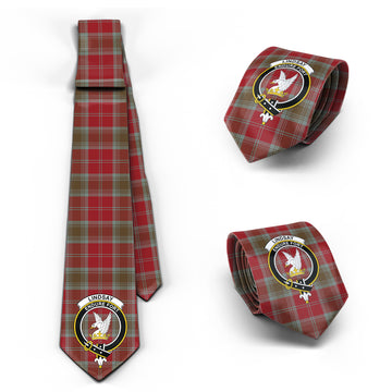 Lindsay Weathered Tartan Classic Necktie with Family Crest
