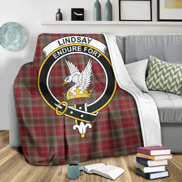 Lindsay Weathered Tartan Blanket with Family Crest