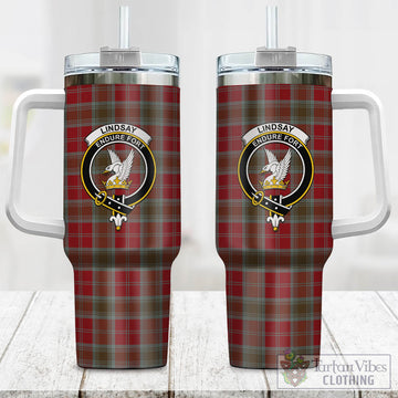 Lindsay Weathered Tartan and Family Crest Tumbler with Handle