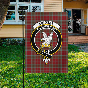 Lindsay Weathered Tartan Flag with Family Crest