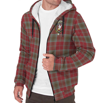 Lindsay Weathered Tartan Sherpa Hoodie with Family Crest