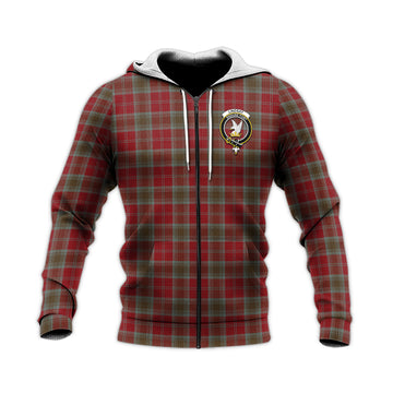 Lindsay Weathered Tartan Knitted Hoodie with Family Crest