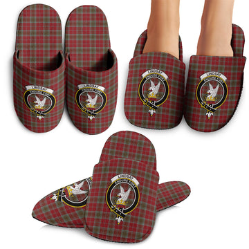 Lindsay Weathered Tartan Home Slippers with Family Crest