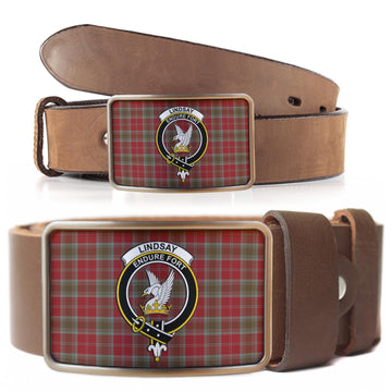 Lindsay Weathered Tartan Belt Buckles with Family Crest