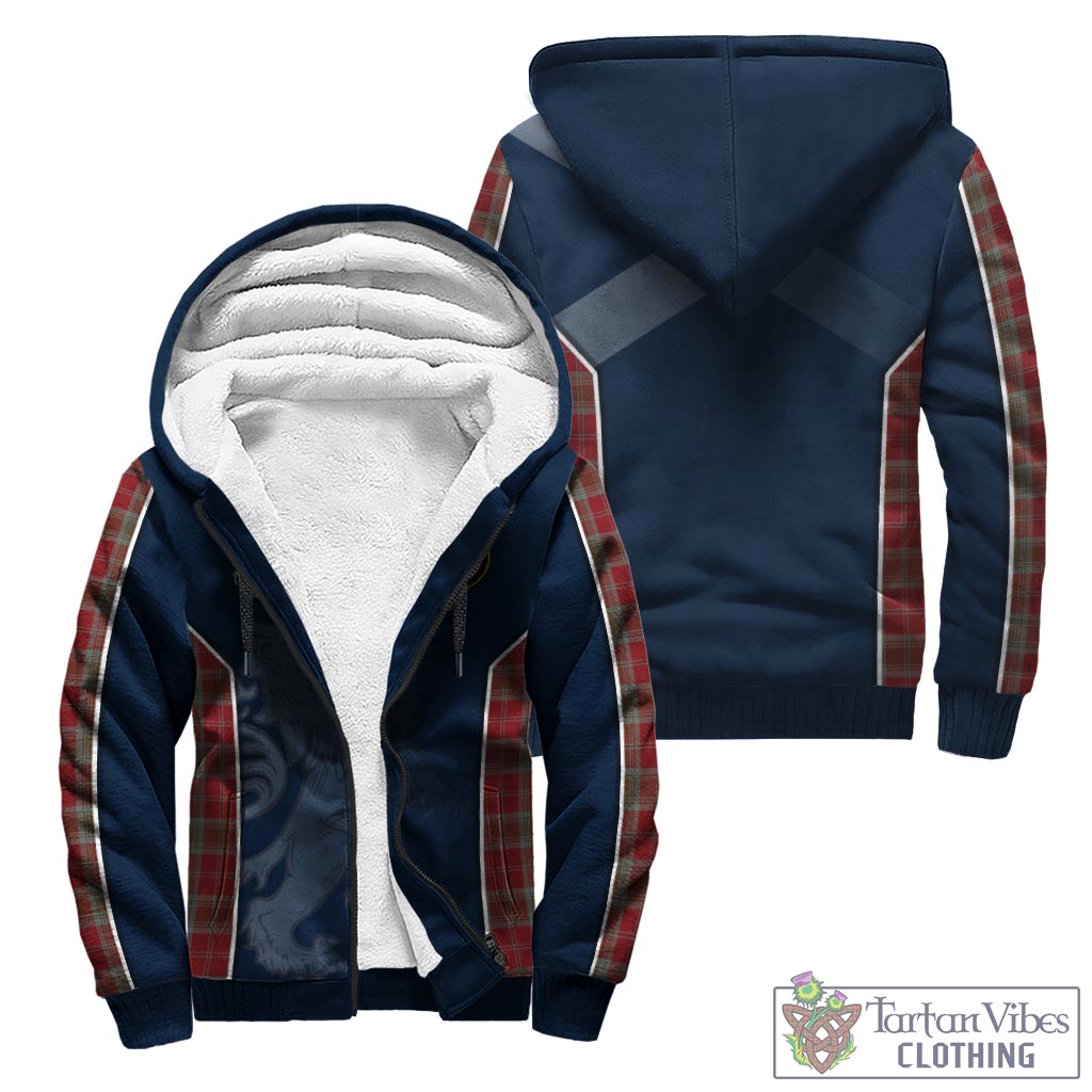 Tartan Vibes Clothing Lindsay Weathered Tartan Sherpa Hoodie with Family Crest and Lion Rampant Vibes Sport Style