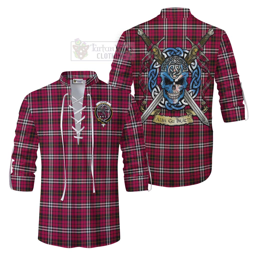 Tartan Vibes Clothing Little Tartan Ghillie Kilt Shirt with Family Crest Celtic Skull Style