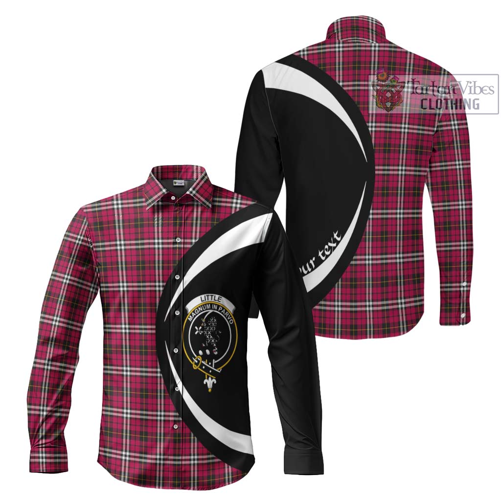 Little Tartan Long Sleeve Button Up with Family Crest Circle Style Men's Shirt S - Tartan Vibes Clothing
