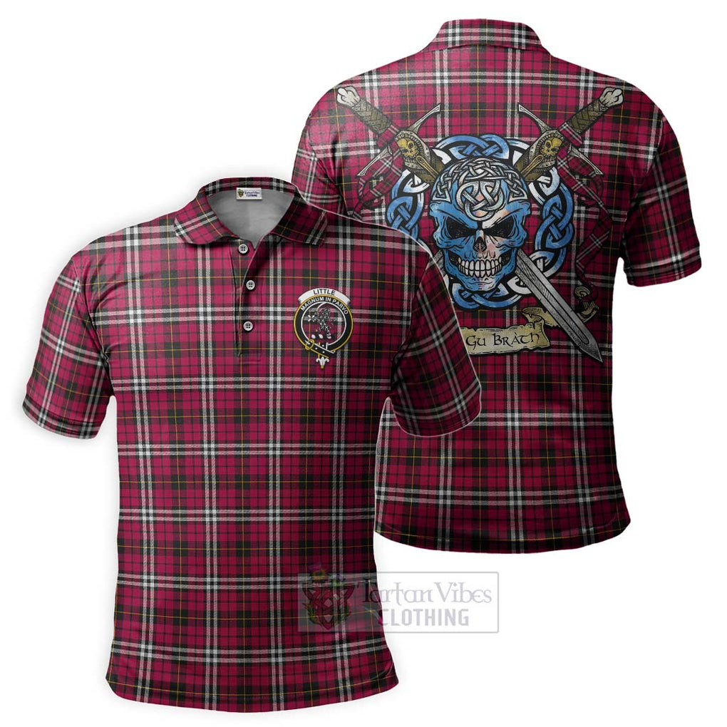 Tartan Vibes Clothing Little Tartan Polo Shirt with Family Crest Celtic Skull Style