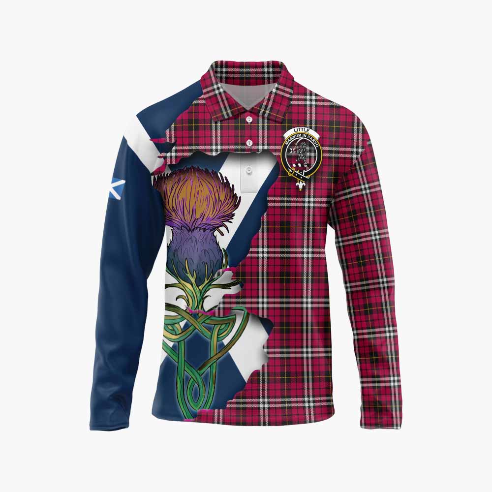 Tartan Vibes Clothing Little Tartan Family Crest Long Sleeve Polo Shirt Scottish Thistle Celtic Inspired