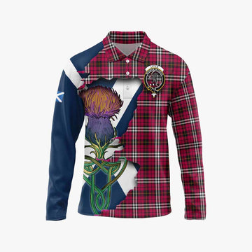 Tartan Vibes Clothing Little Tartan Family Crest Long Sleeve Polo Shirt Scottish Thistle Celtic Inspired