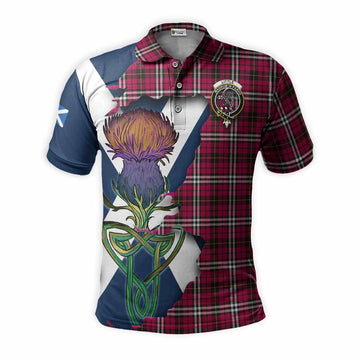 Little Tartan Family Crest Polo Shirt Scottish Thistle Celtic Inspired