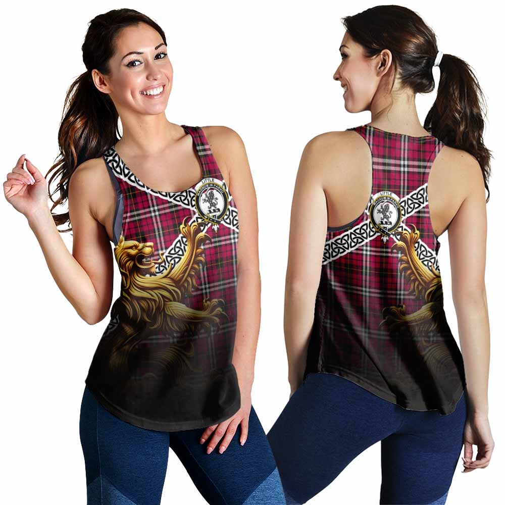 Tartan Vibes Clothing Little Crest Tartan Women's Racerback Tanks with Golden Lion Emblem Celtic Style