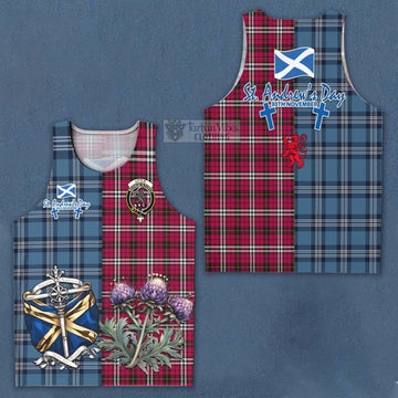 Little Tartan Men's Tank Top Happy St. Andrew's Day Half Tartan Style