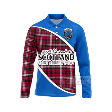 Tartan Vibes Clothing Little Family Crest Tartan Long Sleeve Polo Shirt Celebrate Saint Andrew's Day in Style