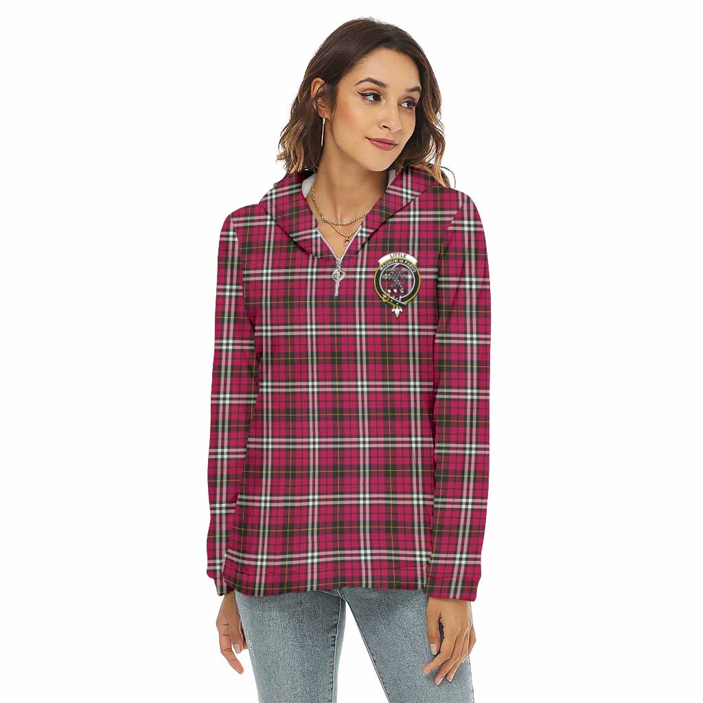 Tartan Vibes Clothing Little Tartan Crest Women's Borg  Half Zip Fleece Hoodie