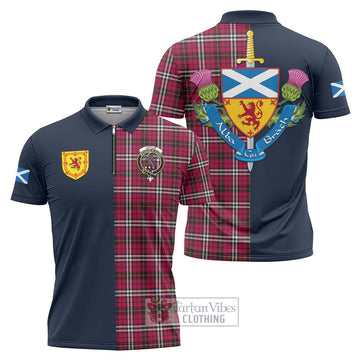 Little Tartan Zipper Polo Shirt Alba with Scottish Lion Royal Arm Half Style