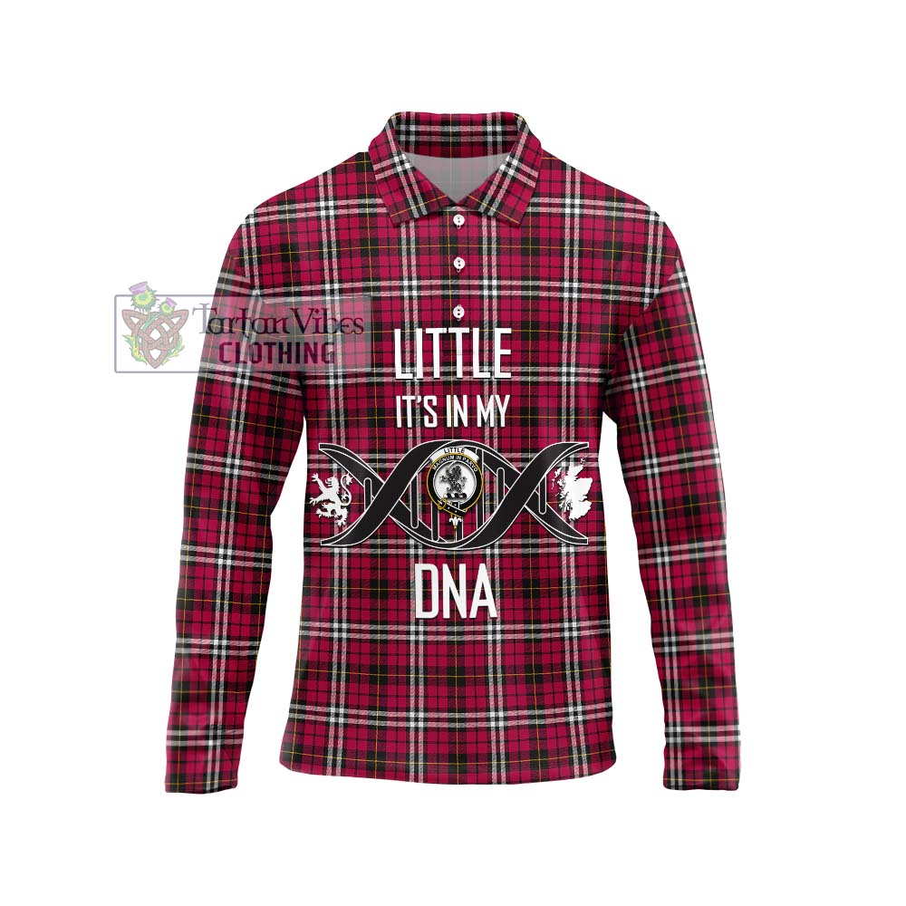 Little Tartan Long Sleeve Polo Shirt with Family Crest DNA In Me Style Unisex - Tartanvibesclothing Shop