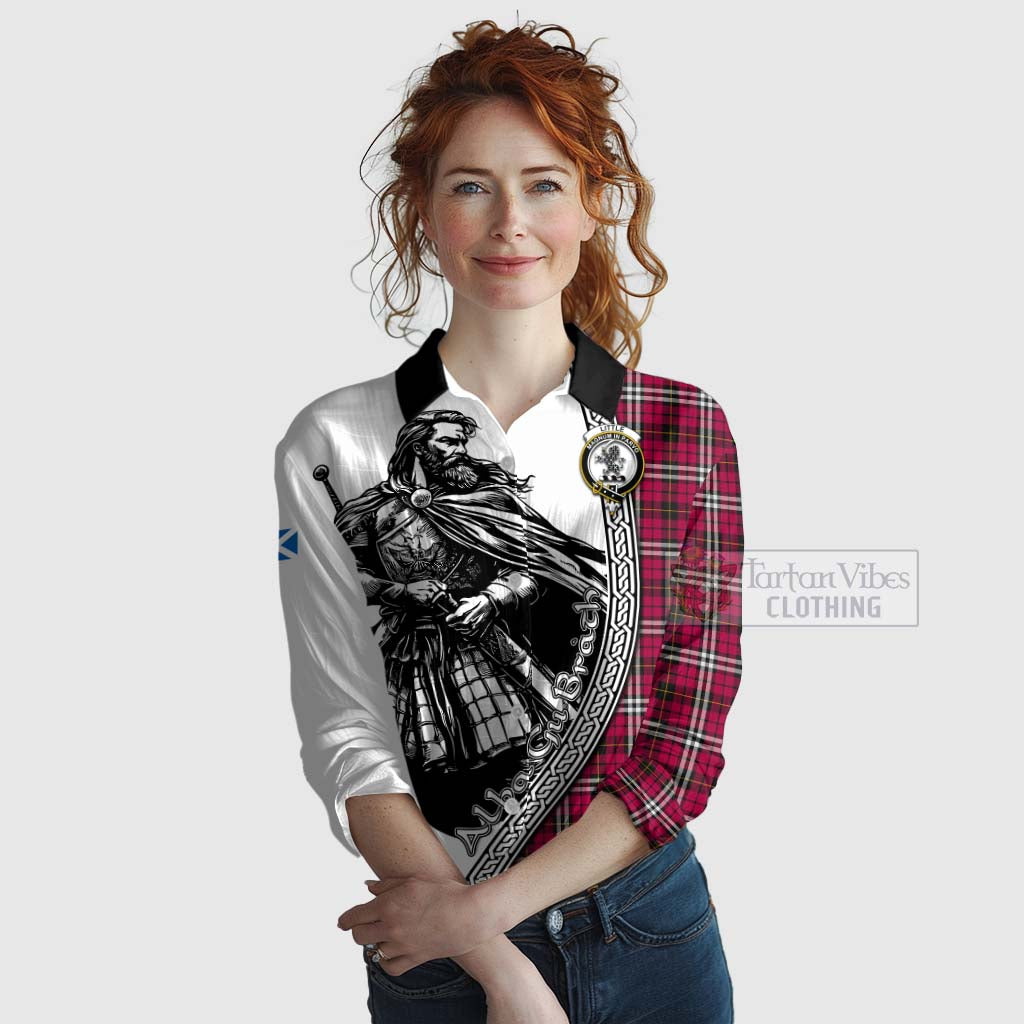 Tartan Vibes Clothing Little Tartan Clan Crest Women's Casual Shirt with Highlander Warrior Celtic Style