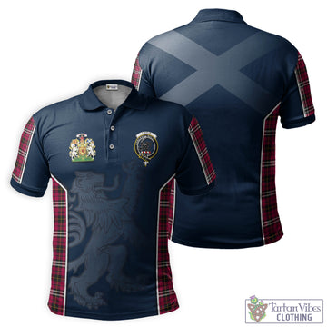 Little Tartan Men's Polo Shirt with Family Crest and Lion Rampant Vibes Sport Style