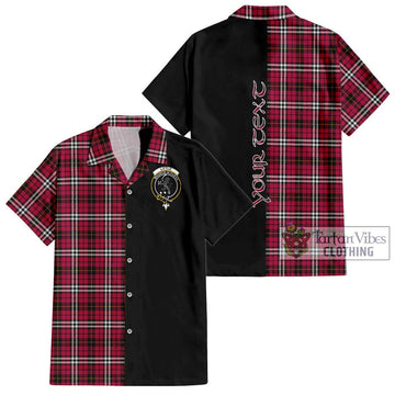 Little Tartan Short Sleeve Button Shirt with Family Crest and Half Of Me Style Kid - Tartanvibesclothing Shop