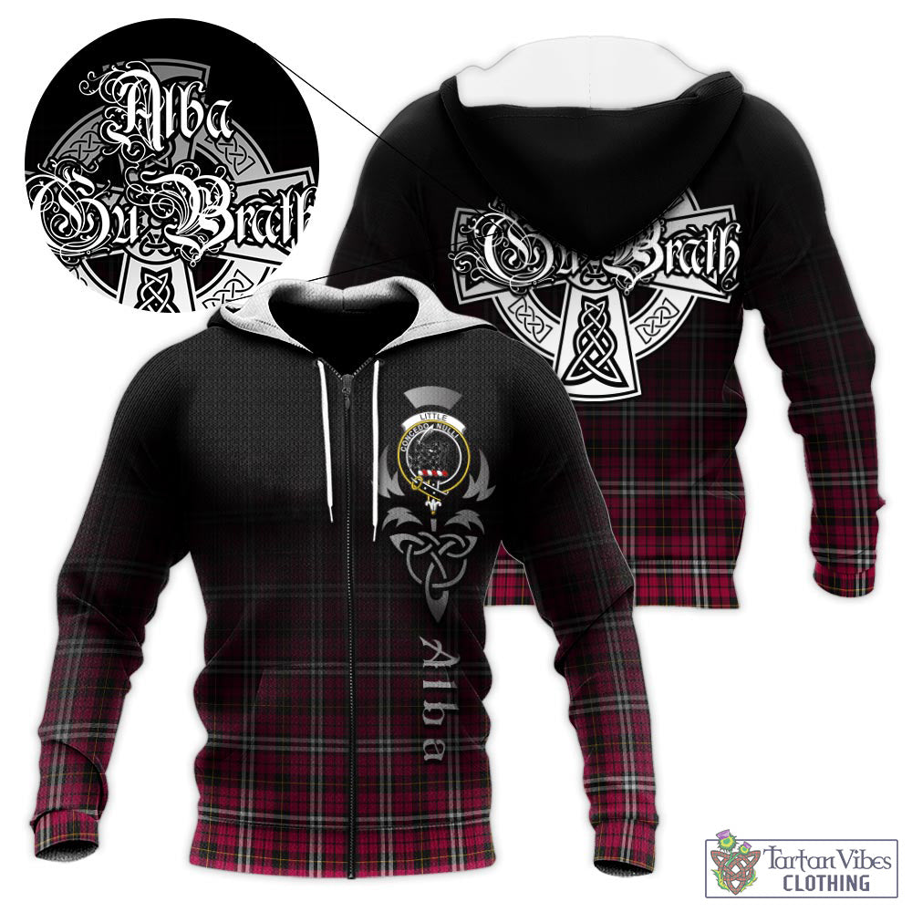 Tartan Vibes Clothing Little Tartan Knitted Hoodie Featuring Alba Gu Brath Family Crest Celtic Inspired