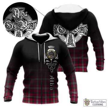 Little Tartan Knitted Hoodie Featuring Alba Gu Brath Family Crest Celtic Inspired