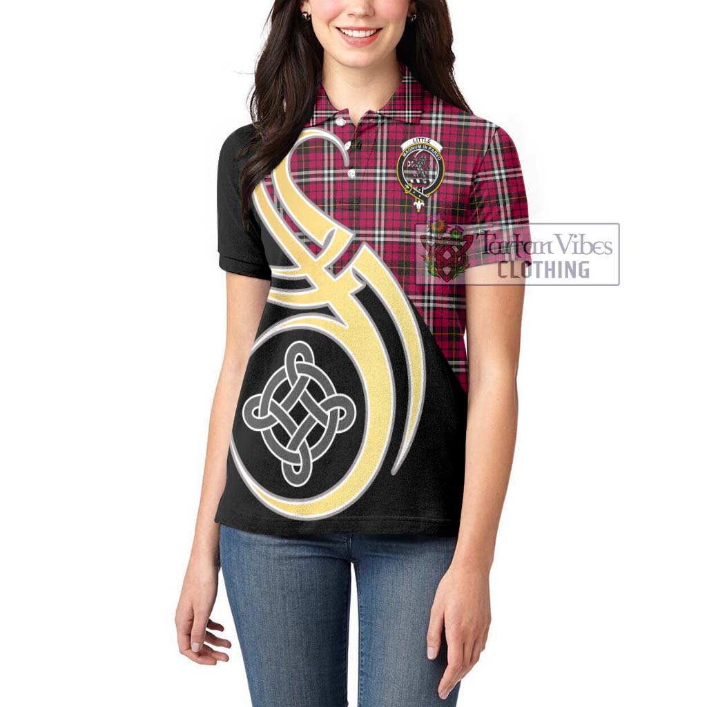 Little Tartan Women's Polo Shirt with Family Crest and Celtic Symbol Style Women - Tartan Vibes Clothing
